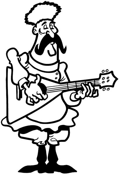 Man in costume playing music vinyl sticker. Customize on line. Music 061-0322